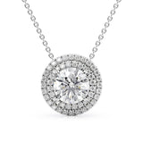 VVS1 Moissanite Double Halo Round Cut Pendant Gift For Girls