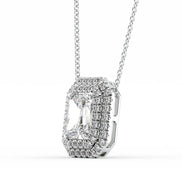 Double Halo Radiant Cut Moissanite Fancy Pendant Gift For Her
