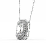 Double Halo Radiant Cut Moissanite Fancy Pendant Gift For Her