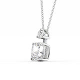 Cushion Cut Moissanite Two Stone Hidden Halo Pendant
