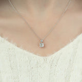 Cushion Cut Moissanite Two Stone Hidden Halo Pendant