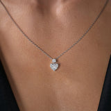 Heart & Round Cut Two Stone Moissanite Diamond Pendant