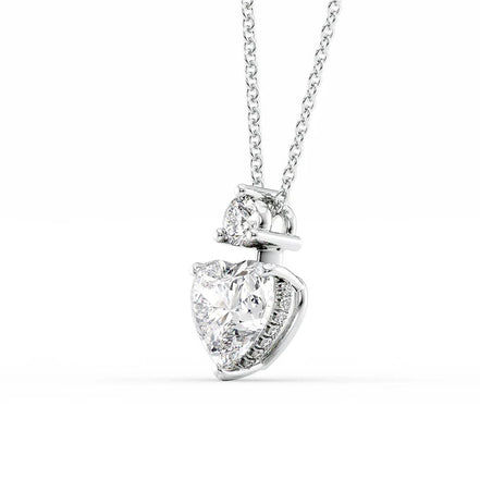 Heart & Round Cut Two Stone Moissanite Diamond Pendant