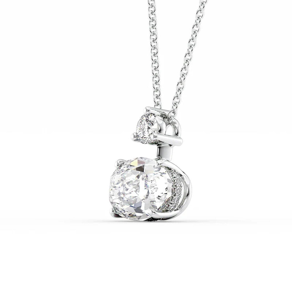 Moissanite Oval Cut Hidden Accent Pendant For Her