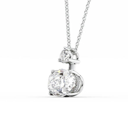 Moissanite Oval Cut Hidden Accent Pendant For Her