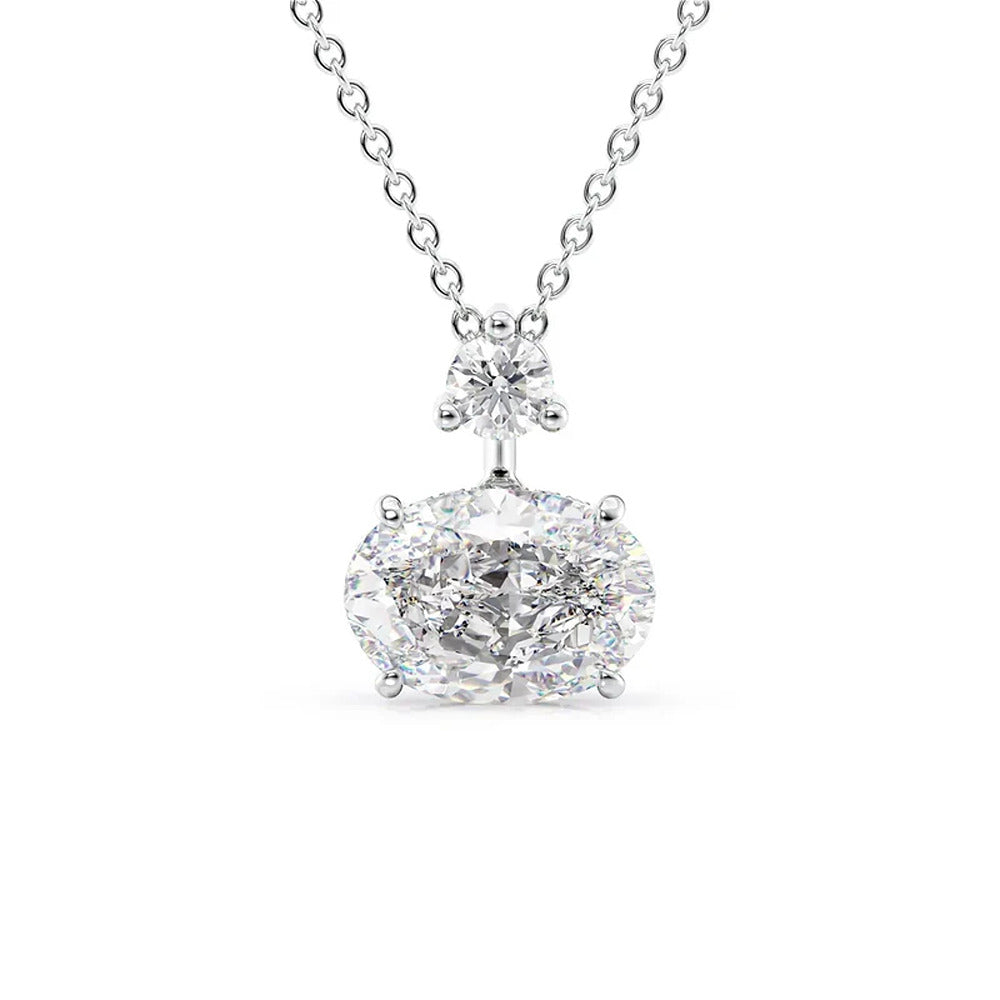 Moissanite Oval Cut Hidden Accent Pendant For Her
