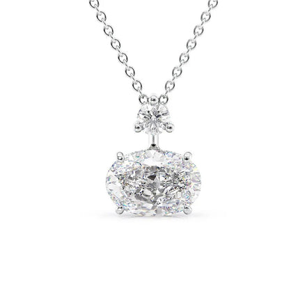 Moissanite Oval Cut Hidden Accent Pendant For Her