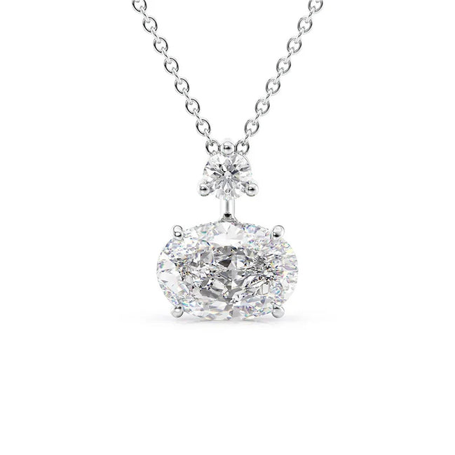 Moissanite Oval Cut Hidden Accent Pendant For Her