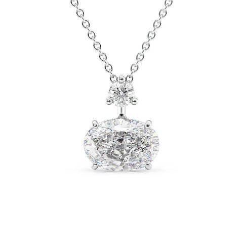 Moissanite Oval Cut Hidden Accent Pendant For Her