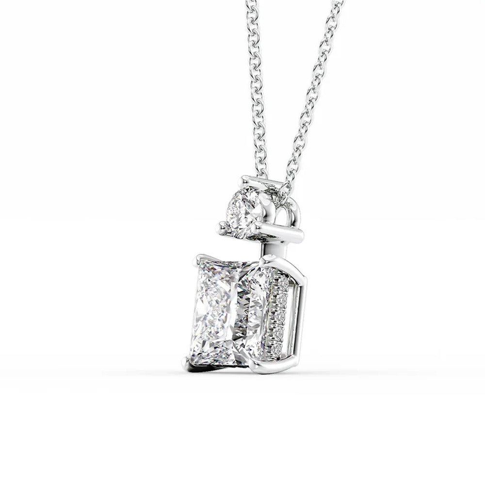 Two Stone & Hidden Halo Princess Cut Moissnaite Pendant