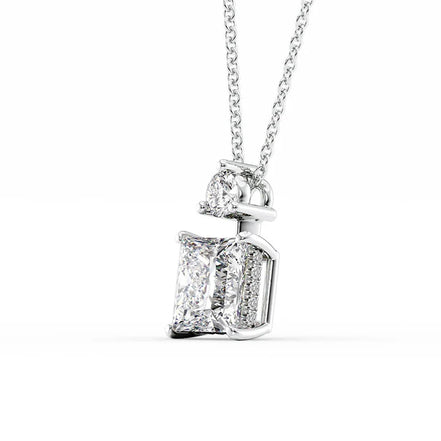 Two Stone & Hidden Halo Princess Cut Moissnaite Pendant