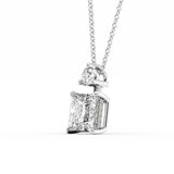 Two Stone & Hidden Halo Princess Cut Moissnaite Pendant
