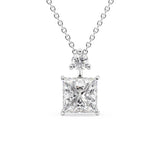Two Stone & Hidden Halo Princess Cut Moissnaite Pendant