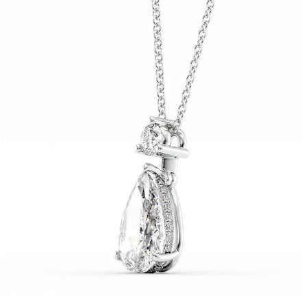 Hidden Halo Two Tone Pear Cut Moissanite Pendant