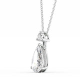 Hidden Halo Two Tone Pear Cut Moissanite Pendant