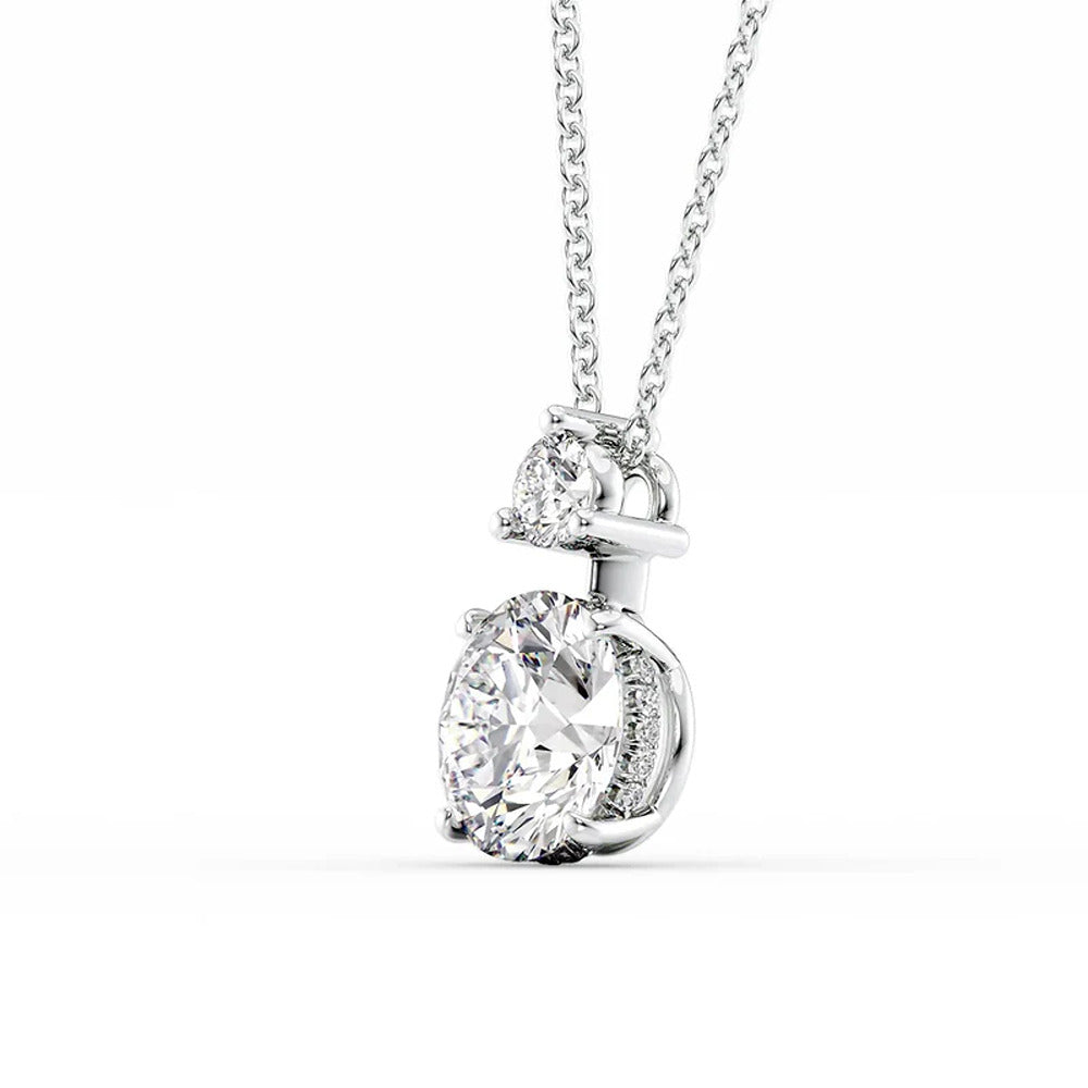 Two Stone & Hidden Accent Round Cut Moissnite Pendant