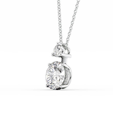 Two Stone & Hidden Accent Round Cut Moissnite Pendant