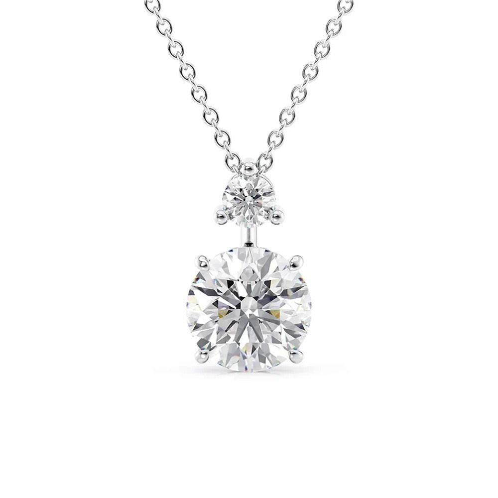 Two Stone & Hidden Accent Round Cut Moissnite Pendant