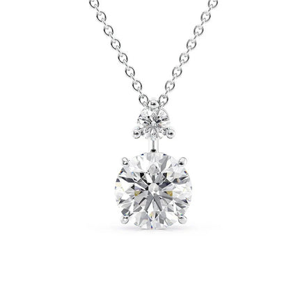 Two Stone & Hidden Accent Round Cut Moissnite Pendant