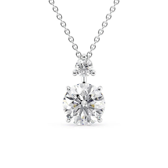 Two Stone & Hidden Accent Round Cut Moissnite Pendant