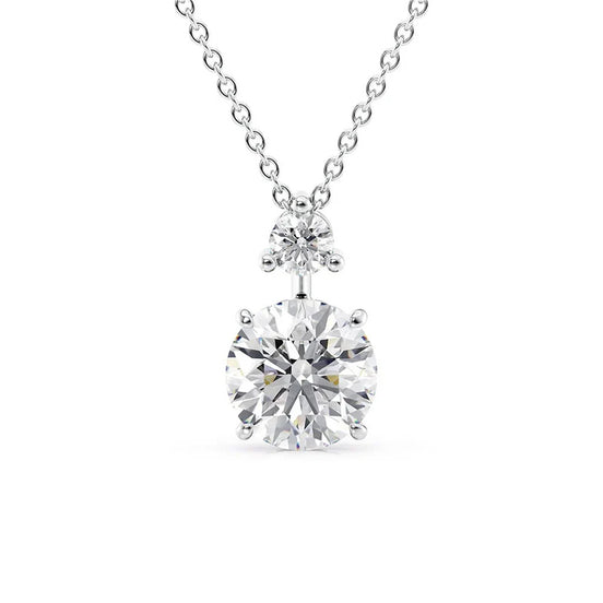 Two Stone & Hidden Accent Round Cut Moissnite Pendant
