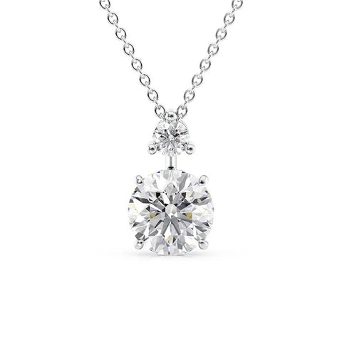 Two Stone & Hidden Accent Round Cut Moissnite Pendant