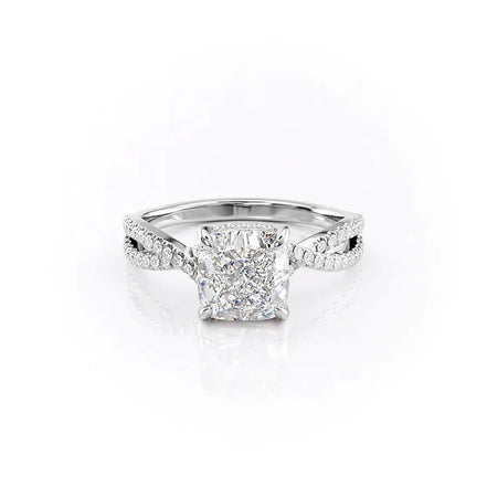 Split Shank Cushion Cut Moissanite Engagement Ring