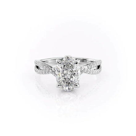 Hidden Accent Oval Cut Moissanite Proposal Ring