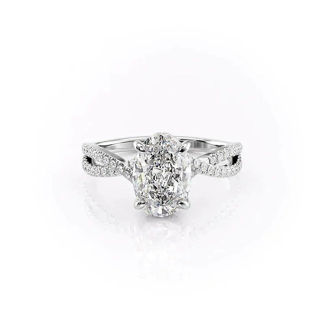 Hidden Accent Oval Cut Moissanite Proposal Ring