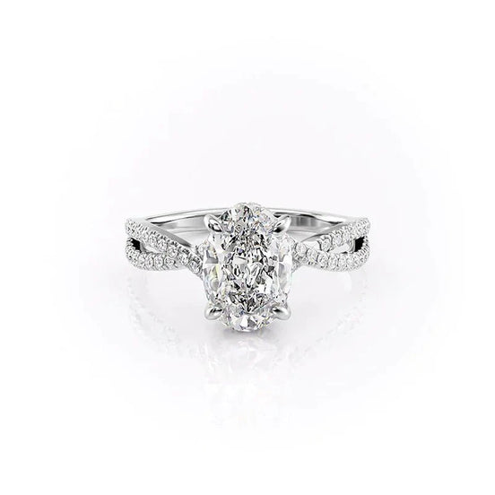 Hidden Accent Oval Cut Moissanite Proposal Ring