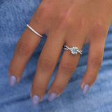 Colorless Moissanite Round Cut Criss Cross Proposal Ring