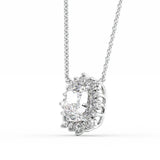 Lab Created Moissanite Cushion Cut Floral Halo Pendant