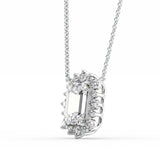 Vintage Halo Emerald Cut Moissanite Pendant