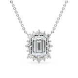 Vintage Halo Emerald Cut Moissanite Pendant
