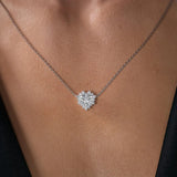 Floral Halo Heart Cut Moissanite Diamond Pendant