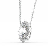 Lab Created Moissanite Oval Cut Floral Halo Pendant For Her