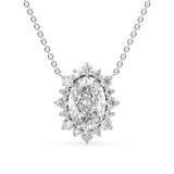Lab Created Moissanite Oval Cut Floral Halo Pendant For Her