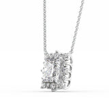 Moissanite Princess Cut Floral Halo Pendant Wedding Gift For Women