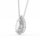 Pear Cut Moissanite Floral Halo Pendant Gift For Her