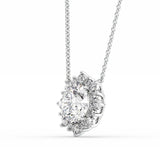 D Color Moissanite Round Cut Floral Halo Pendant For Women