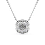 Unique Halo Cushion Cut Moissanite Diamond Pendant