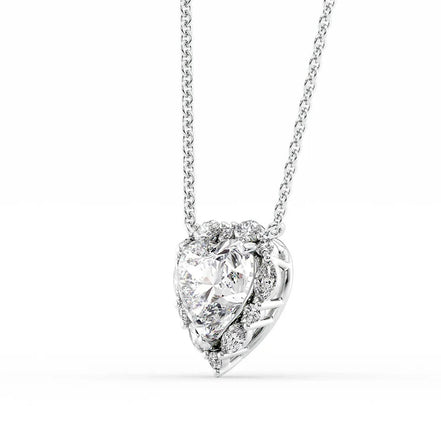 Heart Cut VVS1 Moissanite Unique Halo Pendant