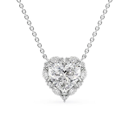 Heart Cut VVS1 Moissanite Unique Halo Pendant