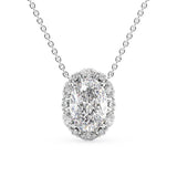Unique Halo Oval Cut Moissanite Fancy Pendant