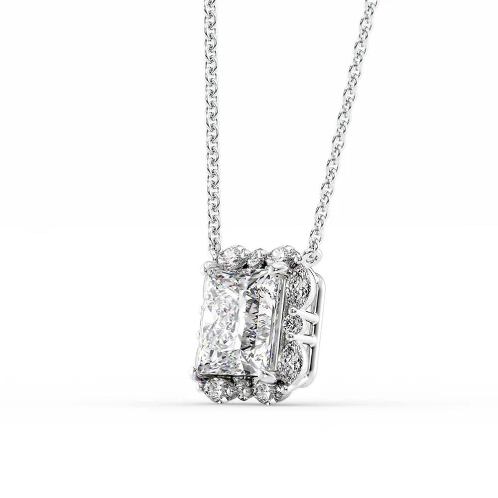 2CT Princess Cut Unique Halo Moissnaite Diamond Pendant
