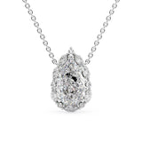 D Color Moissanite Pear Cut Unique Halo Pendant