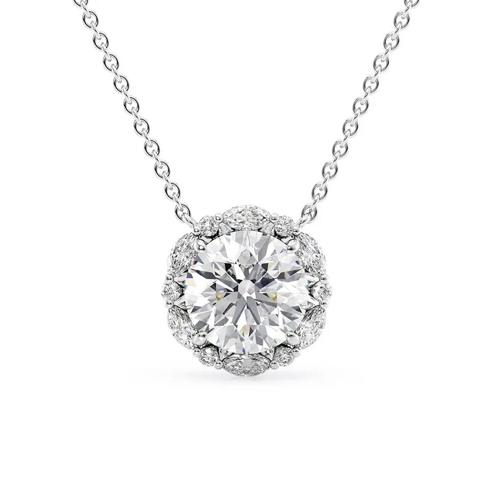 D Color Moissanite Round & Marquise Cut Unique Pendant