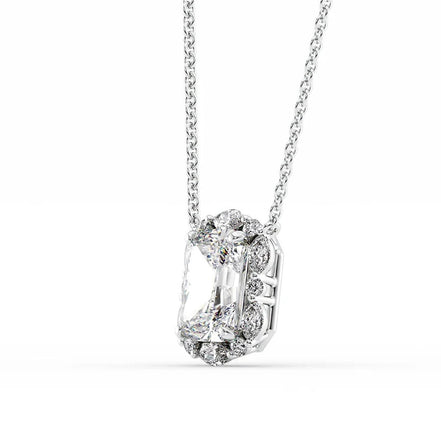 1.75CT Radiant Cut Unique Style Halo Moissanite Pendant
