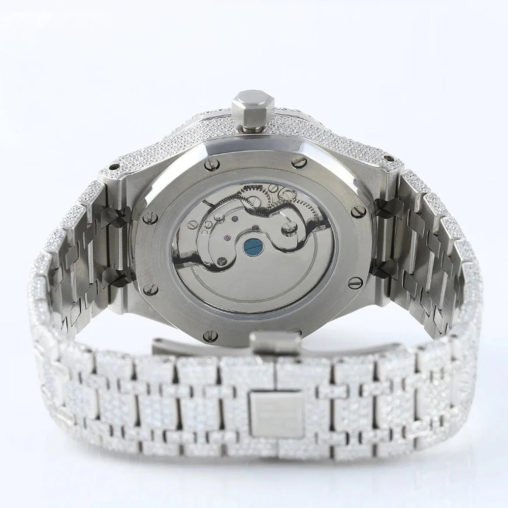 Iced Out Fully Moissanite Hip Hop Bust Down Wrist Watch