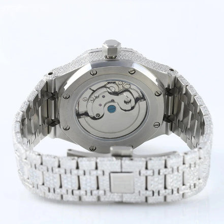 Iced Out Fully Moissanite Hip Hop Bust Down Wrist Watch